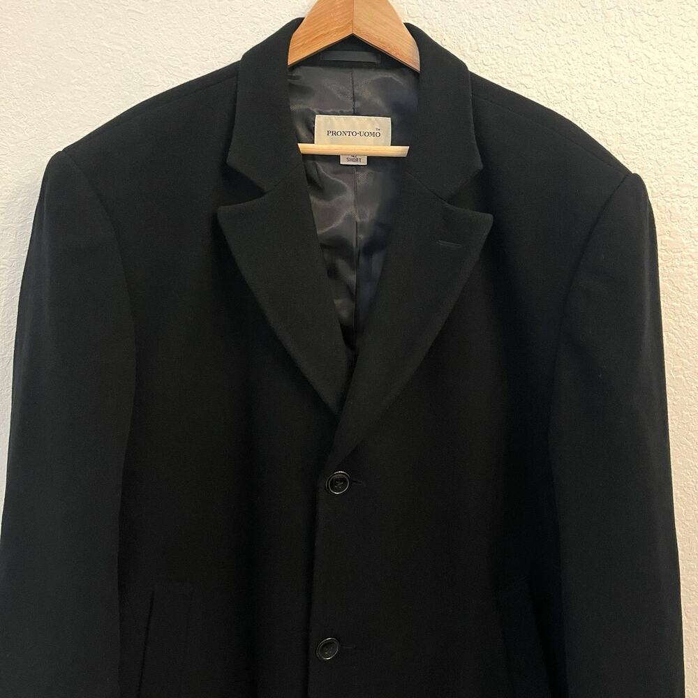 Pronto Uomo Mens Wool Cashmere Coat 42S Long Overcoat Black Dressy Formal Office - Picture 2 of 16